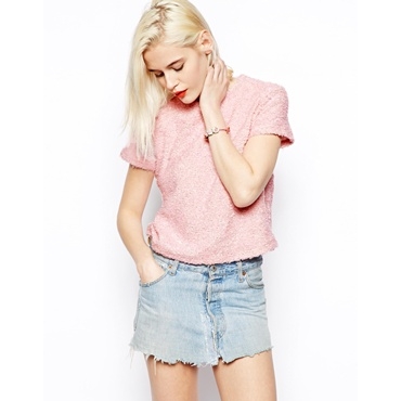 ASOS - Crop Top aus flauschigem Stoff - Rosa 