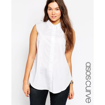 ASOS CURVE - Ärmelloses Hemd - Weiß 