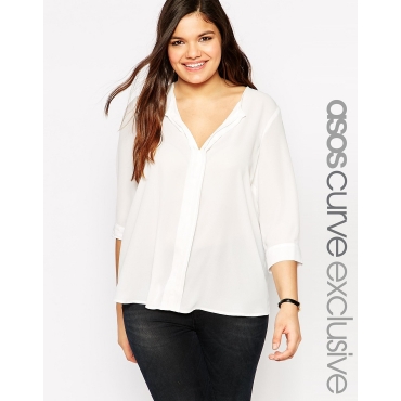 ASOS CURVE - Bluse mit 3/4-Ärmeln und Biesen - Rostrot 