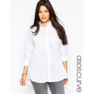 ASOS CURVE - Boyfriend-Hemd - Weiß 