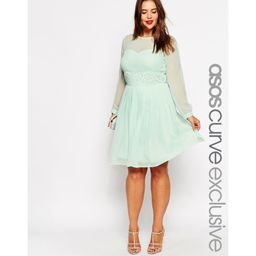 ASOS CURVE - Exklusives Midikleid mit verzierter Borte - Mint 