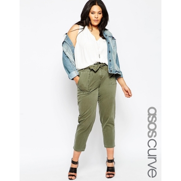 ASOS CURVE - Hose mit Utility-Tasche - Khaki 