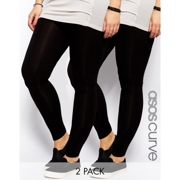 ASOS CURVE - Lange Leggings im 2er-Set - Schwarz 