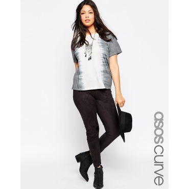 ASOS CURVE - Leggings Wildlederoptik - Schwarz 