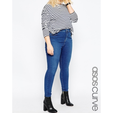 ASOS CURVE - Ridley - Skinny Jeans in Reef-Waschung - Blau 