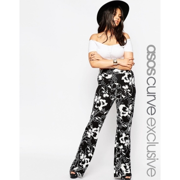 ASOS CURVE - Schlaghose mit Blumen-Print - Blumenmuster 