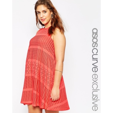 ASOS CURVE - Swingkleid aus Festival-Spitze - Schwarz 