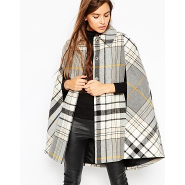 ASOS - Kariertes Cape im Vintage-Look - Gelb-Bunt kariert 