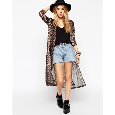 ASOS - Kimono-Strickjacke mit Leopardenprint - Mehrfarbig 