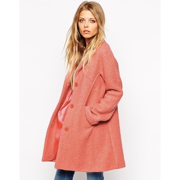 ASOS - Mantel mit Saum aus strukturierter Wolle - Rosa 