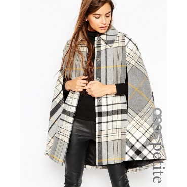 ASOS PETITE - Cape mit traditionellem Karomuster - Mehrfarbig 