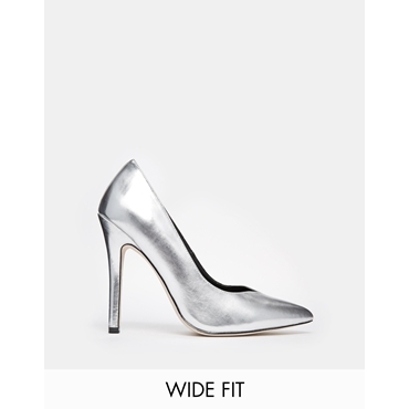 ASOS - POSITIVE - Spitze Absatzpumps in weiter Passform - Silber 