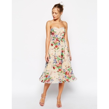 ASOS - Trägerloses Schlauchkleid mit Blumenmuster - Druck 