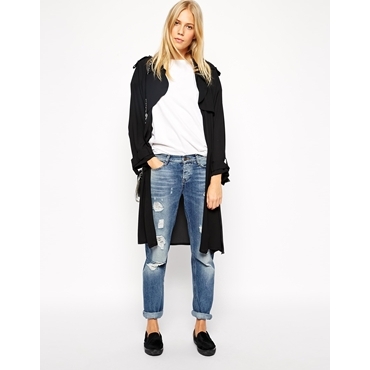 ASOS- Weicher Kimono im Trenchcoat-Stil - Schwarz 