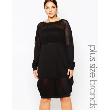 Carmakoma - Feinstrickkleid mit Schlüsselloch-Rückenausschnitt - Schwarz 