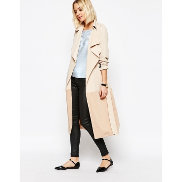 Paisie - Leichter, zweifarbiger Trenchcoat mit drapiertem Kragen - Bronze 