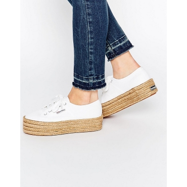 Superga - 2790 - Weiße Espadrille-Sneakers mit doppelter Plateausohle - Weiß 