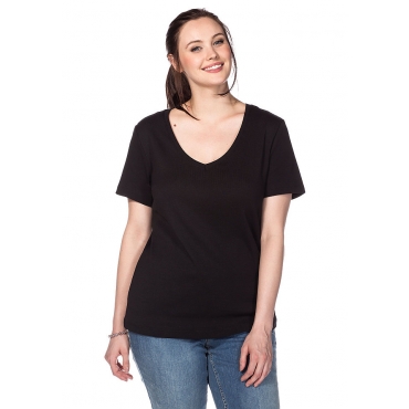 Damen Basic T-Shirt SHEEGO BASIC schwarz 48,52,56 