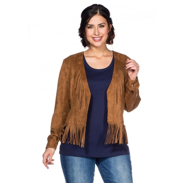 SHEEGO TREND Damen Trend Velourlederimitat-Jacke braun 48,50,52,54,56,58 