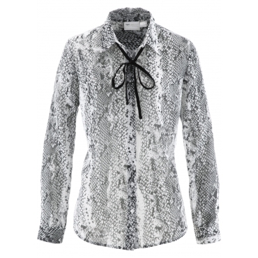 Bluse mit Band langarm  in weiß von bonprix 