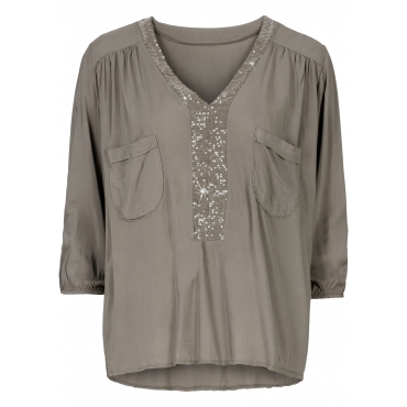 Bluse mit Pailletten in grün von bonprix 