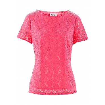 Blusentop kurzer Arm  figurbetont  in pink (Rundhals) von bonprix 