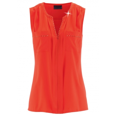 Blusentop ohne Ärmel  in orange (V-Ausschnitt) von bonprix 