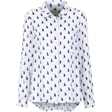 Boxy-Bluse langarm  in weiß (V-Ausschnitt) von bonprix 