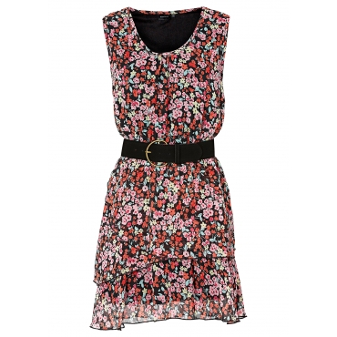 Chiffonkleid mit Gürtel ohne Ärmel  in schwarz von bonprix 