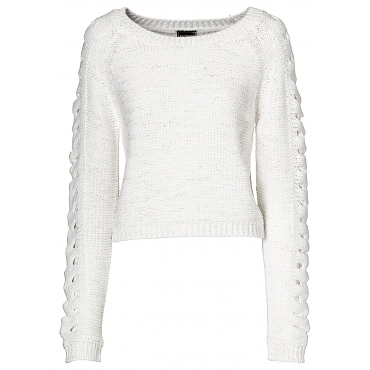 Cropped Pullover langarm  in weiß für Damen von bonprix 