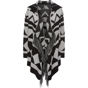 Ethno-Strickcardigan langarm  in schwarz für Damen von bonprix 