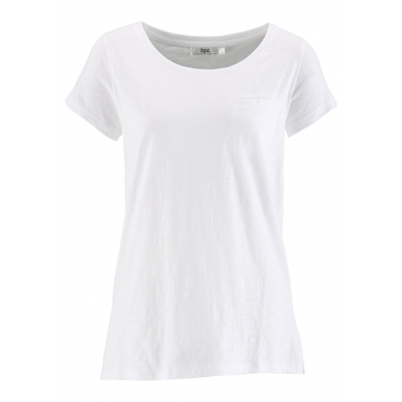 Flammgarn-Shirt, Kurzarm in weiß für Damen von bonprix 