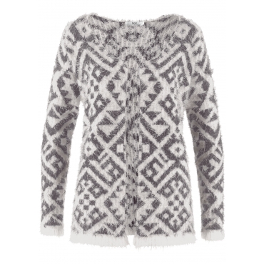Flauschgarn-Strickjacke mit langen Ärmeln langarm  in grau für Damen von bonprix 