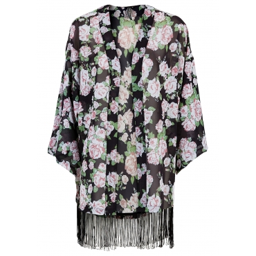 Fransenkimono halber Arm  in schwarz von bonprix 