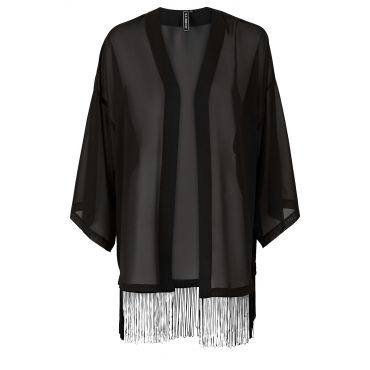 Fransenkimono halber Arm  in schwarz von bonprix 