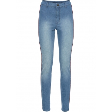 Highwaist-Skinny mit Kontraststreifen in blau für Damen von bonprix 