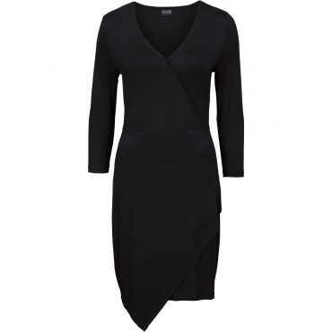 Jersey Kleid in Wickeloptik 3/4 Arm  in schwarz von bonprix 