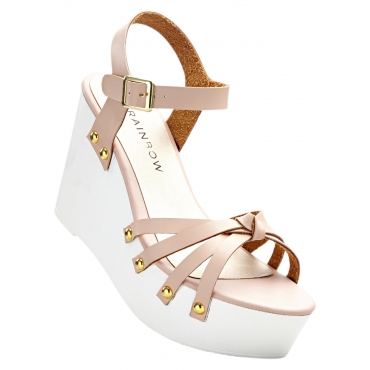 Keilsandalette mit 10 cm Keilabsatz in rosa von bonprix 