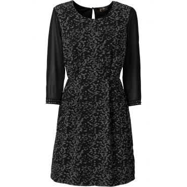 Kleid mit abgesetzten Ärmeln 3/4 Arm  in schwarz von bonprix 