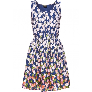 Kleid mit Blumenprint ohne Ärmel  in blau von bonprix 