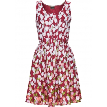 Kleid mit Blumenprint ohne Ärmel  in rot von bonprix 