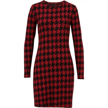 Kleid mit Hahnentritt-Muster langarm  in schwarz von bonprix 