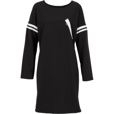 Kleid mit Streifendetails langarm  in schwarz von bonprix 