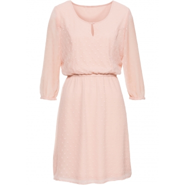Kleid mit Struktureffekt 3/4 Arm  in rosa  von bonprix 