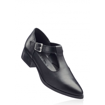 Lederhalbschuh in schwarz von bonprix 