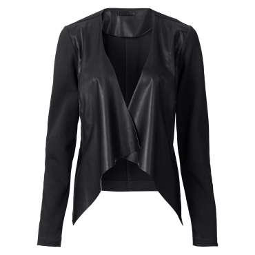 Lederimitat Blazer langarm  in schwarz für Damen von bonprix 