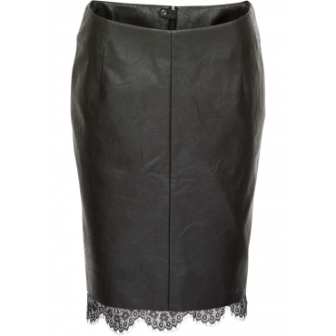 Lederimitat-Rock mit Spitze in schwarz für Damen von bonprix 