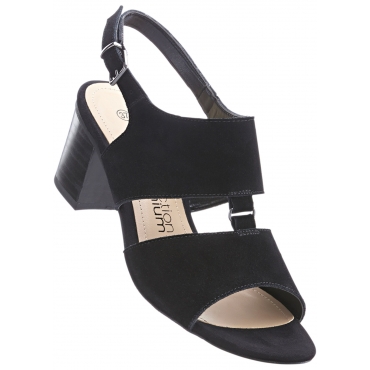 Sandalette aus Leder mit 5 cm Blockabsatz in schwarz von bonprix 