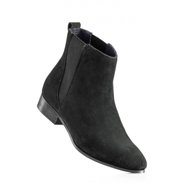 Lederstiefelette mit 2,5 cm Flach in schwarz von bonprix 