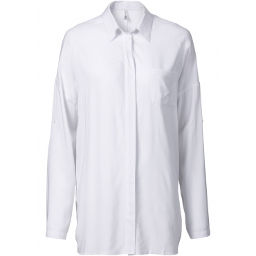 Long-Bluse langarm  in weiß (Rundhals) von bonprix 